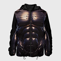 Куртка с капюшоном мужская Экзоскелет робота киборга с накаченным торсом, цвет: 3D-черный