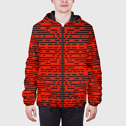 Куртка с капюшоном мужская Чёрные полосы на красном фоне, цвет: 3D-черный — фото 2