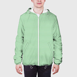 Куртка с капюшоном мужская Светло-зелёный в полоску, цвет: 3D-белый — фото 2
