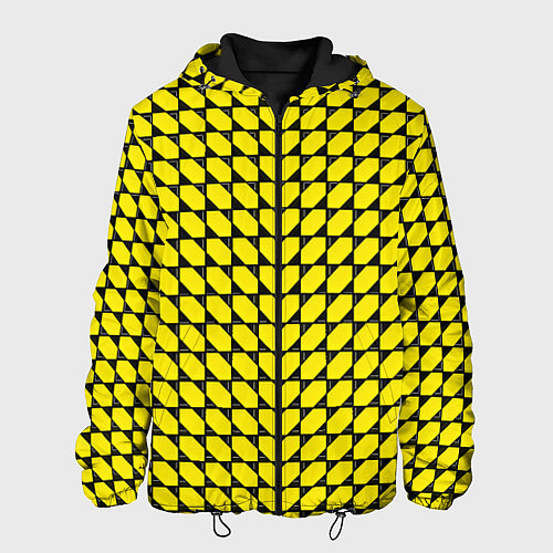 Мужская куртка Жёлтые лепестки шестиугольники / 3D-Черный – фото 1