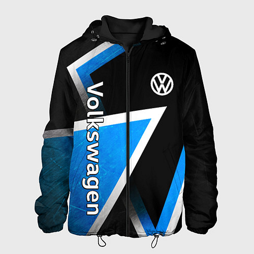 Мужская куртка Volkswagen - бело-синий треугольник / 3D-Черный – фото 1