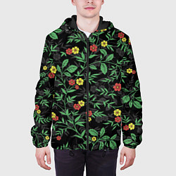 Куртка с капюшоном мужская Славянский летний узор, цвет: 3D-черный — фото 2
