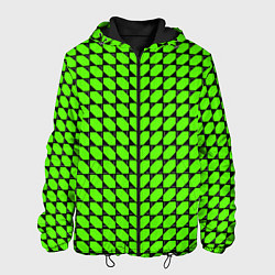Куртка с капюшоном мужская Зелёные лепестки шестиугольники, цвет: 3D-черный