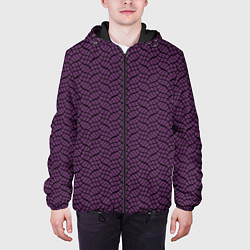 Куртка с капюшоном мужская Тёмный фиолетовый волнистые полосы, цвет: 3D-черный — фото 2