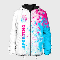 Куртка с капюшоном мужская Sporting neon gradient style по-вертикали, цвет: 3D-черный