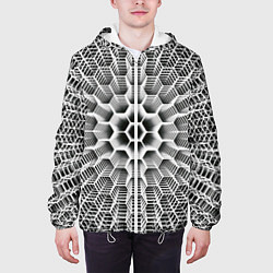 Куртка с капюшоном мужская Бесконечный гексагональный каркас, цвет: 3D-белый — фото 2