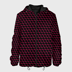 Куртка с капюшоном мужская Чёрно-розовый паттерн соты, цвет: 3D-черный