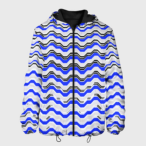 Мужская куртка Black and blue stripes on a white background / 3D-Черный – фото 1