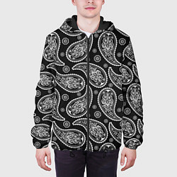 Куртка с капюшоном мужская Паттерн огурцы, цвет: 3D-черный — фото 2