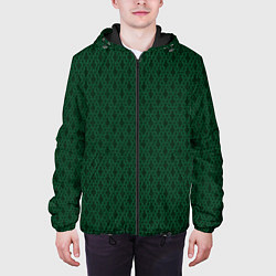 Куртка с капюшоном мужская Тёмный зелёный королевский узор, цвет: 3D-черный — фото 2