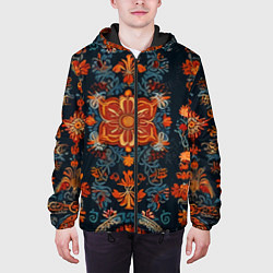 Куртка с капюшоном мужская Текстуры в славянском стиле, цвет: 3D-черный — фото 2