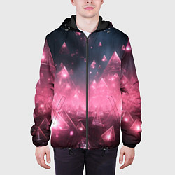 Куртка с капюшоном мужская Розовый абстрактный космос, цвет: 3D-черный — фото 2