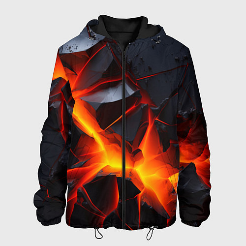 Мужская куртка Камни в разломе красный свет / 3D-Черный – фото 1