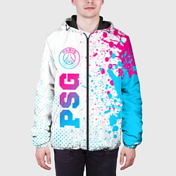 Куртка с капюшоном мужская PSG neon gradient style по-вертикали, цвет: 3D-черный — фото 2
