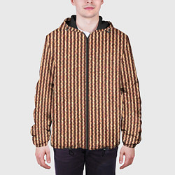 Куртка с капюшоном мужская Мелкая мозаика золотистый коричневый, цвет: 3D-черный — фото 2