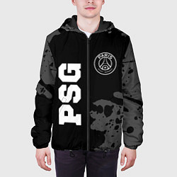 Куртка с капюшоном мужская PSG sport на темном фоне вертикально, цвет: 3D-черный — фото 2