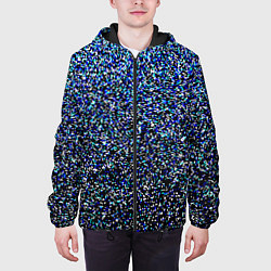 Куртка с капюшоном мужская Шум пикселей, цвет: 3D-черный — фото 2