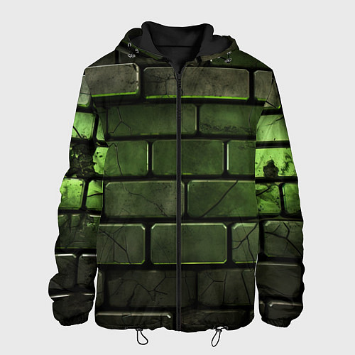 Мужская куртка Зеленые неоновые кирпичи / 3D-Черный – фото 1