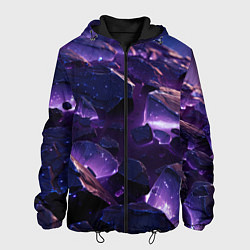 Куртка с капюшоном мужская Фиолетовые неоновые камни со светом, цвет: 3D-черный