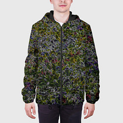 Куртка с капюшоном мужская Абстрактные разноцветные контуры, цвет: 3D-черный — фото 2
