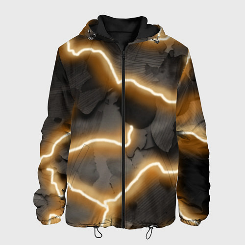 Мужская куртка Электрический удар молнии паттерн / 3D-Черный – фото 1