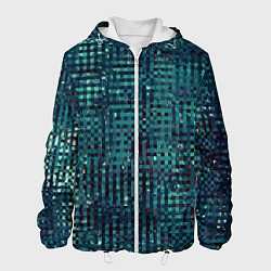 Куртка с капюшоном мужская Сине-бирюзовый абстрактный, цвет: 3D-белый