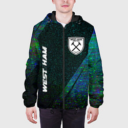 Куртка с капюшоном мужская West Ham glitch blue, цвет: 3D-черный — фото 2