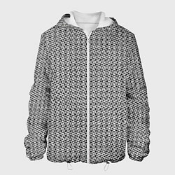 Куртка с капюшоном мужская Чёрно-белый текстурированный полосы, цвет: 3D-белый