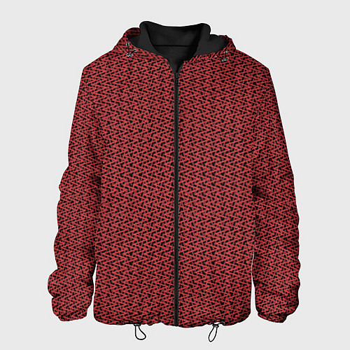 Мужская куртка Тёмно-красный текстурированный полосатый / 3D-Черный – фото 1