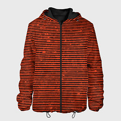 Куртка с капюшоном мужская Чёрно-оранжевый полосатый, цвет: 3D-черный