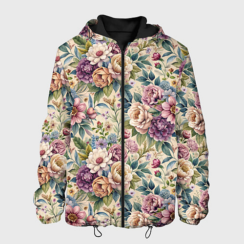 Мужская куртка Нежные цветочные мотивы паттерны / 3D-Черный – фото 1