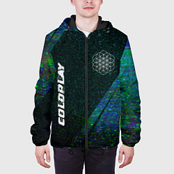 Куртка с капюшоном мужская Coldplay glitch blue, цвет: 3D-черный — фото 2