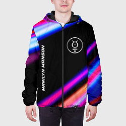 Куртка с капюшоном мужская Marilyn Manson neon rock lights, цвет: 3D-черный — фото 2