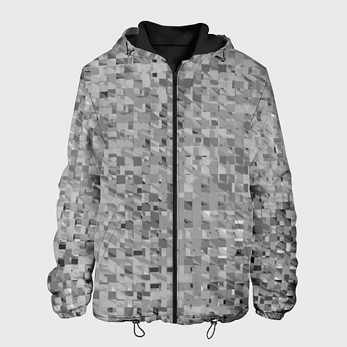 Мужская куртка Серый текстурированный кубики / 3D-Черный – фото 1