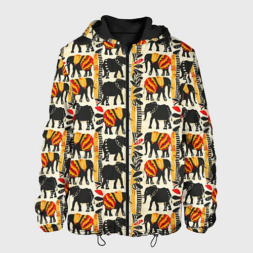 Мужская куртка Африканские узор слон / 3D-Черный – фото 1