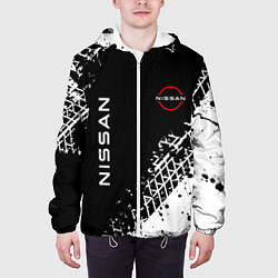 Куртка с капюшоном мужская Ниссан: следы от шин, цвет: 3D-белый — фото 2