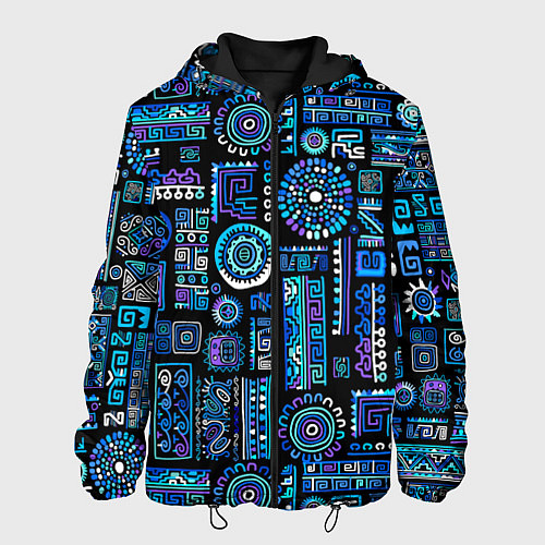 Мужская куртка Этнический неоновый орнамент / 3D-Черный – фото 1