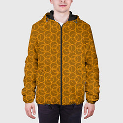 Куртка с капюшоном мужская Паттерн из кругов контурных, цвет: 3D-черный — фото 2
