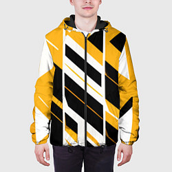 Куртка с капюшоном мужская Black and yellow stripes on a white background, цвет: 3D-черный — фото 2