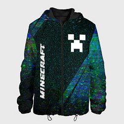 Куртка с капюшоном мужская Minecraft glitch blue, цвет: 3D-черный