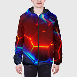 Куртка с капюшоном мужская Красные плиты с ярким светом, цвет: 3D-черный — фото 2