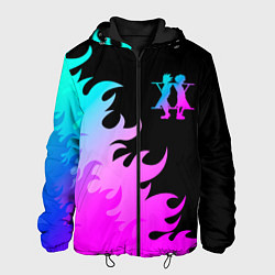 Куртка с капюшоном мужская Hunter x Hunter неоновый огонь, цвет: 3D-черный