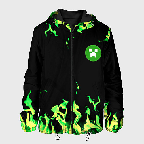 Мужская куртка Minecraft green flame / 3D-Черный – фото 1