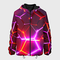 Куртка с капюшоном мужская Красные плиты с фиолетовым свечением, цвет: 3D-черный
