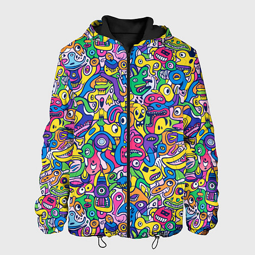 Мужская куртка Рожицы разноцветные / 3D-Черный – фото 1