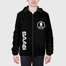 Куртка с капюшоном мужская SAAB logo white, цвет: 3D-черный — фото 2