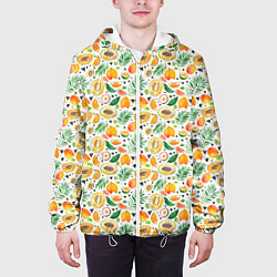 Куртка с капюшоном мужская Акварельные тропические фрукты, цвет: 3D-белый — фото 2