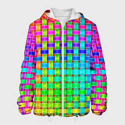 Куртка с капюшоном мужская Переплетенные радужные ленты, цвет: 3D-белый