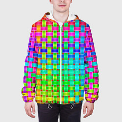 Куртка с капюшоном мужская Переплетенные радужные ленты, цвет: 3D-белый — фото 2