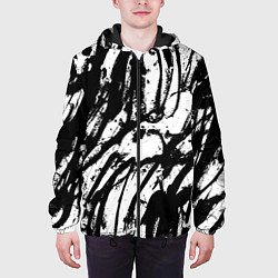 Куртка с капюшоном мужская Чёрно-белая абстракция: нейросеть, цвет: 3D-черный — фото 2